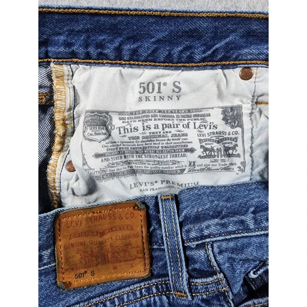Levis Men's 501 Skinny Denim Jeans, 32x32, Button Fly, Medium Wash